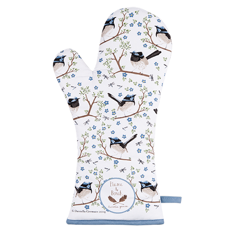 ASHDENE Oven Glove Plume and Perch Blue Wren