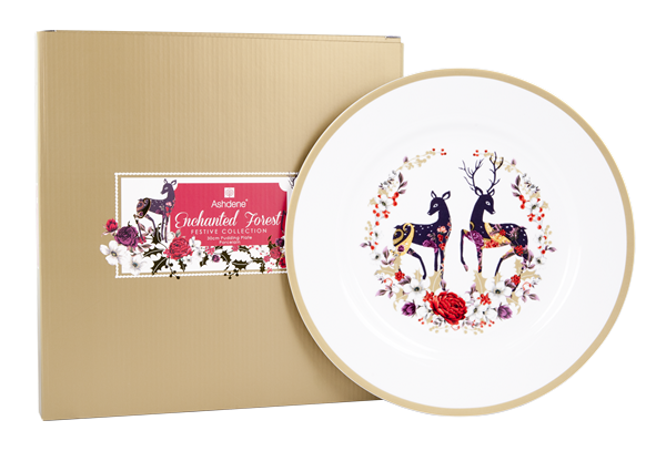 ASHDENE Pudding Plate Enchanted Forest Christmas