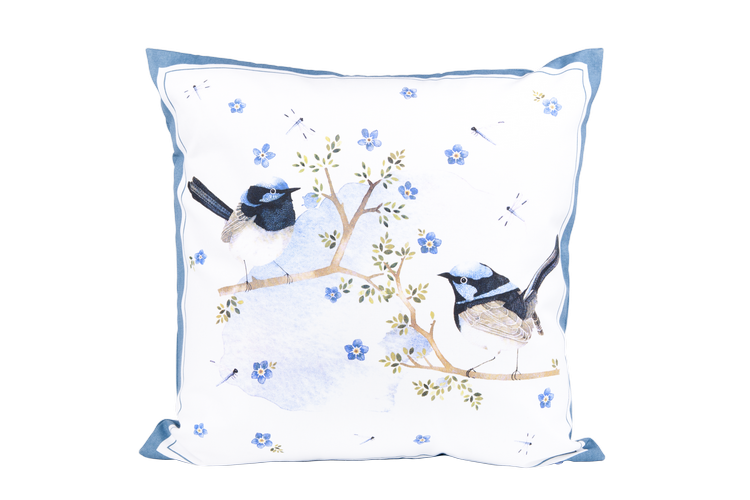 ASHDENE  Large Cushion Plume & Perch Blue Wren