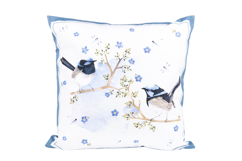 ASHDENE  Large Cushion Plume & Perch Blue Wren
