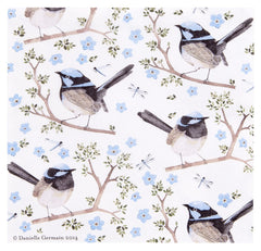 ASHDENE Napkins Plume and Perch Blue Wren