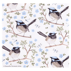 ASHDENE Napkins Plume and Perch Blue Wren