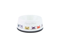 ASHDENE Small Pet Bowl and Mat Set Peeping Felines