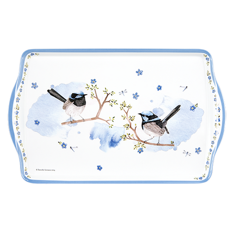 ASHDENE Medium Tray Plume and Perch Blue Wren