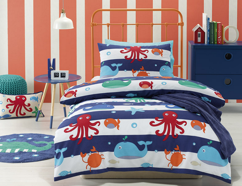 SEA CREATURES Single Quilt Cover Set