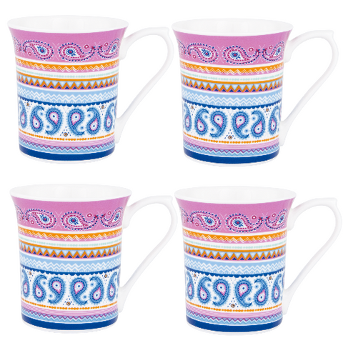 ASHDENE Set of 4 Flare Mugs Madame Butterfly Boho (Bone China)