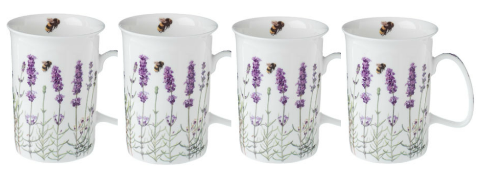 ASHDENE Set of 4 Mugs  I Love Lavender (Bone China)