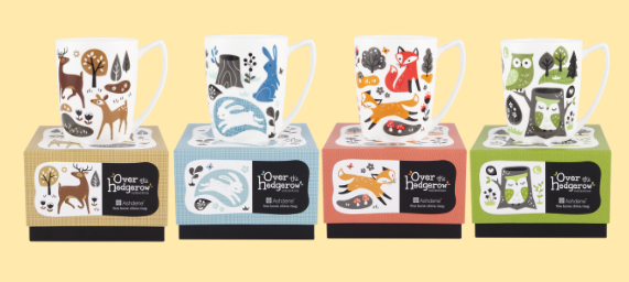 ASHDENE Mug Set of 4 Over the Hedgerow (Bone China)